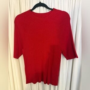 Banana Republic Vibrant Red Ribbed Mock Neck Top